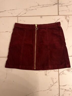 Forever 21 Wine Red Corduroy Zip Mini Skirt